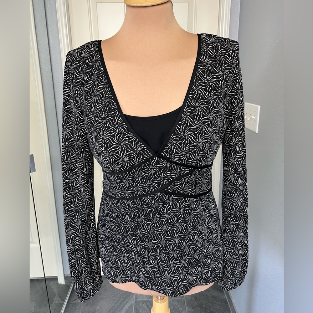 Vintage Y2K Ann Taylor Silk Babydoll Long‎ Sleeve Top